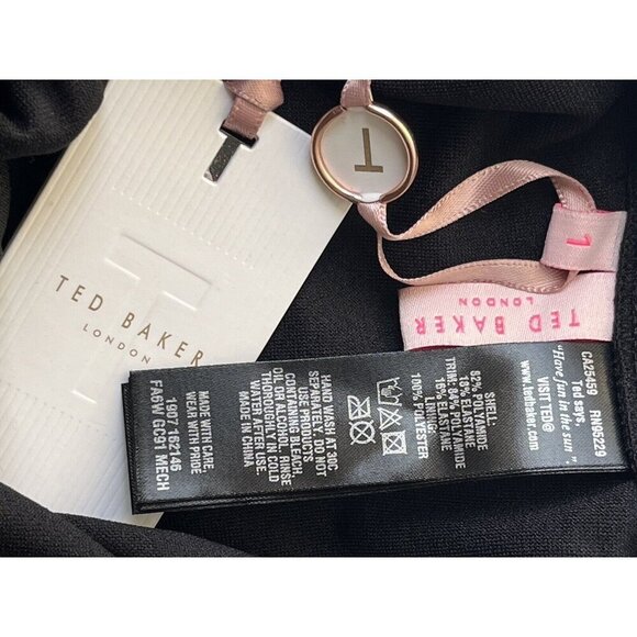 Ted Baker London Black Mesh Panel Halter one piece Swimsuit size 1 - Picture 4 of 10